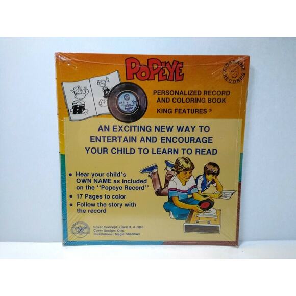 Popeye In Wimpy's Sunken Treasure Sealed 7" Vinyl Record 17 Page Book Brian - Picture 2 of 3